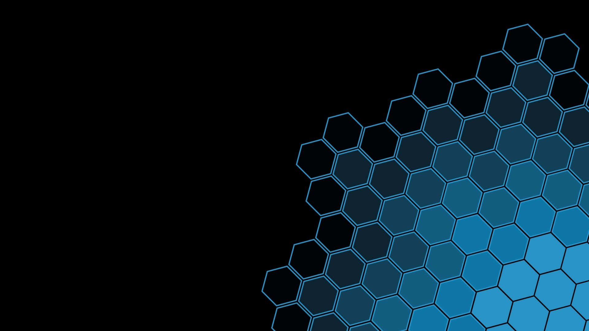 Intricately patterned hexagon wallpaper in blue and black Wallpaper