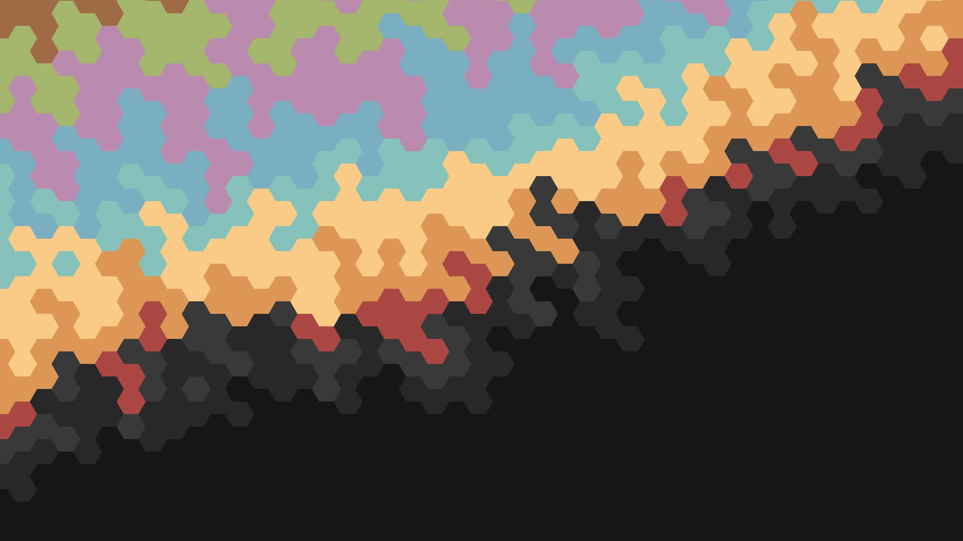 Pixeleret baggrund med farverige pixelformede figurer. Wallpaper