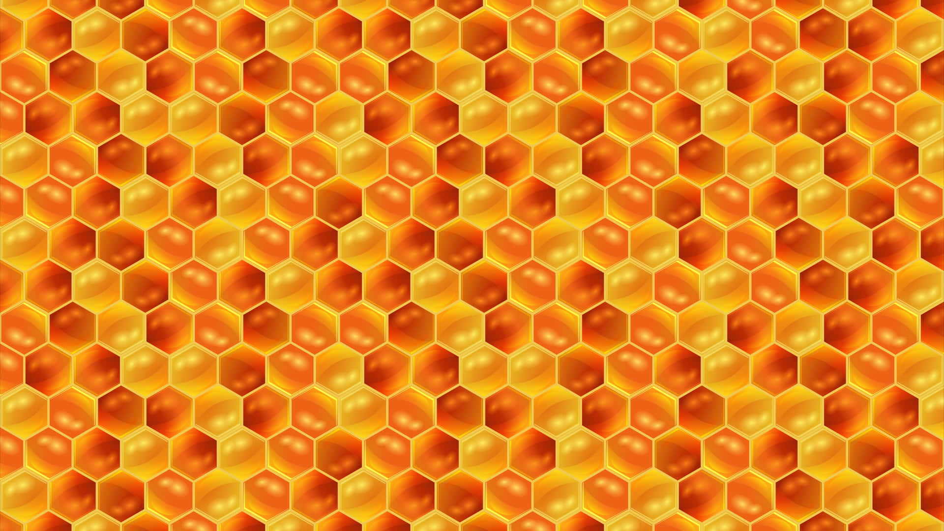 A stunning, super-high resolution picture of a vibrant blue hexagon surrounded by pink, orange and yellow rings. Wallpaper