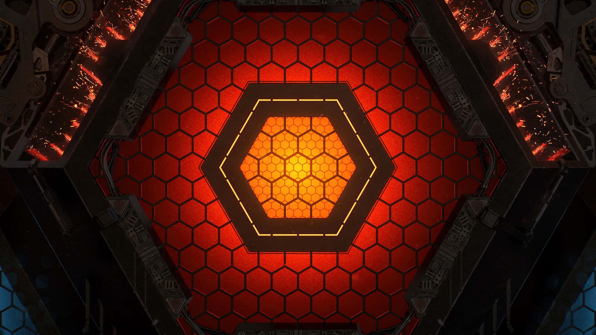 Futuristisk Hexagon Mønster i 4K Opløsning Wallpaper