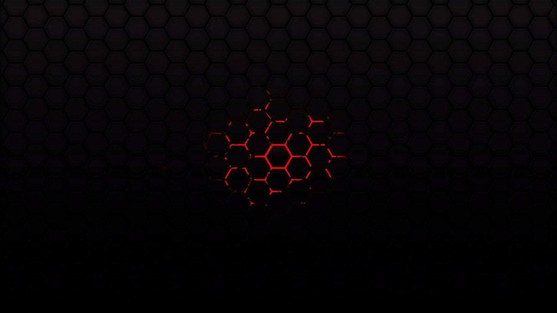 Hexagonmönsteri Rött Och Svart För Skrivbordsunderlägg Wallpaper