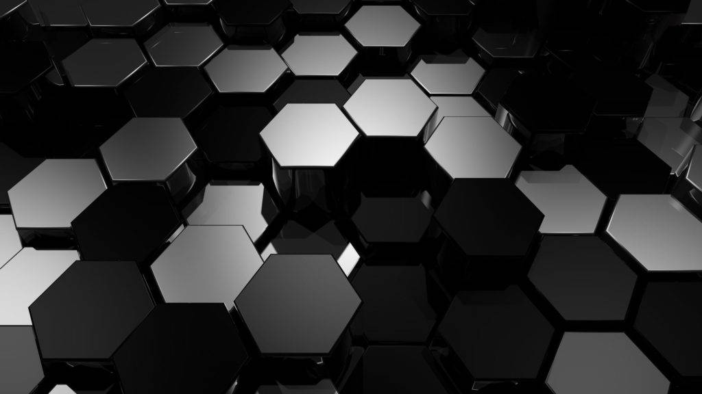 Hexagon Mønster I Sølv Og Sort Skrivebords Tapet Wallpaper