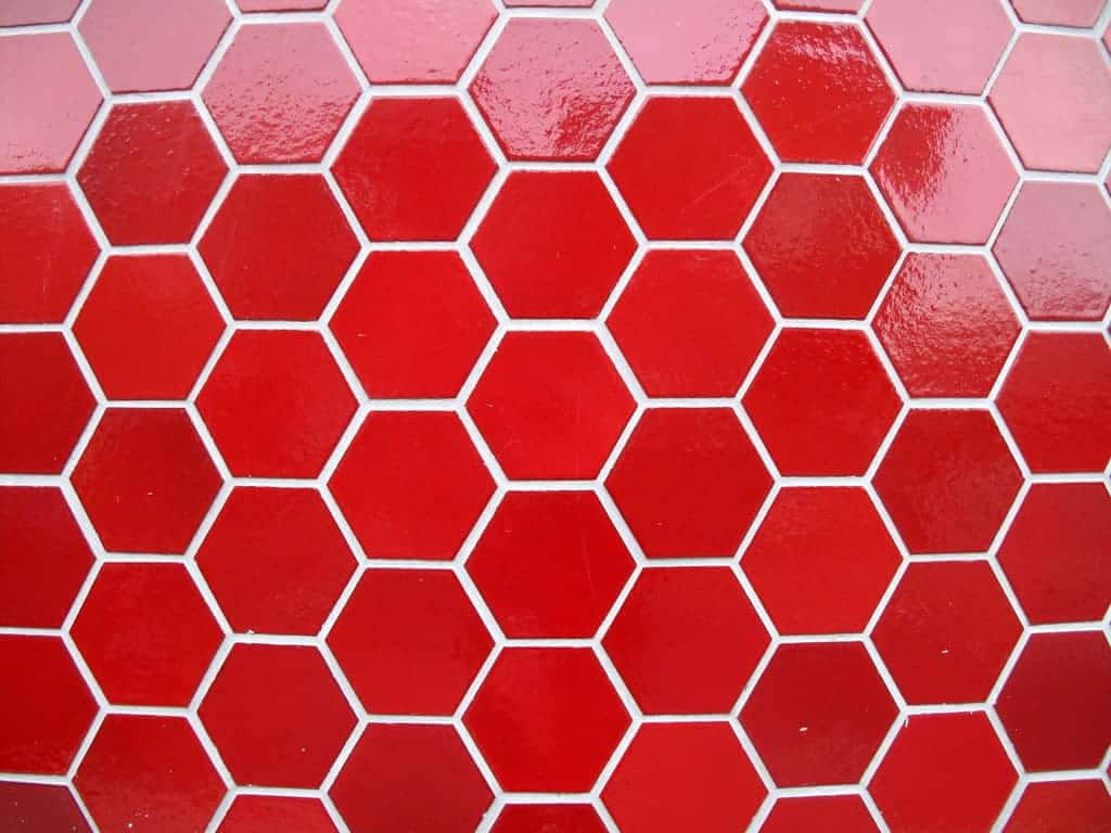 Hexagon Red And White Pattern Picture