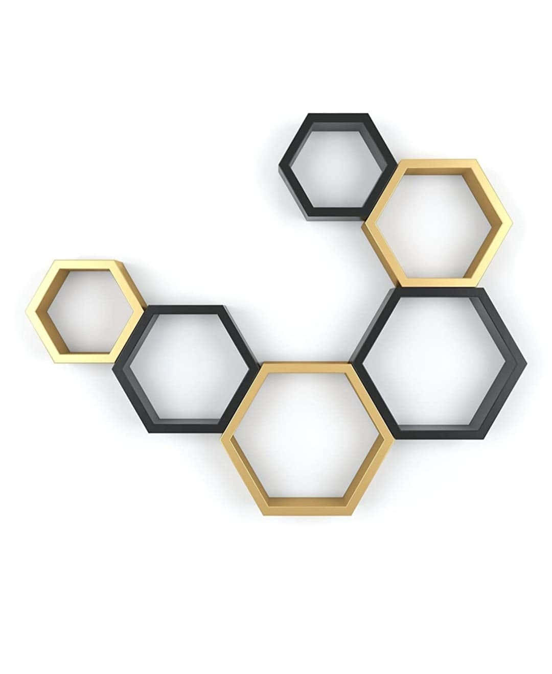Hexagon Black And Yellow Shelves Picture