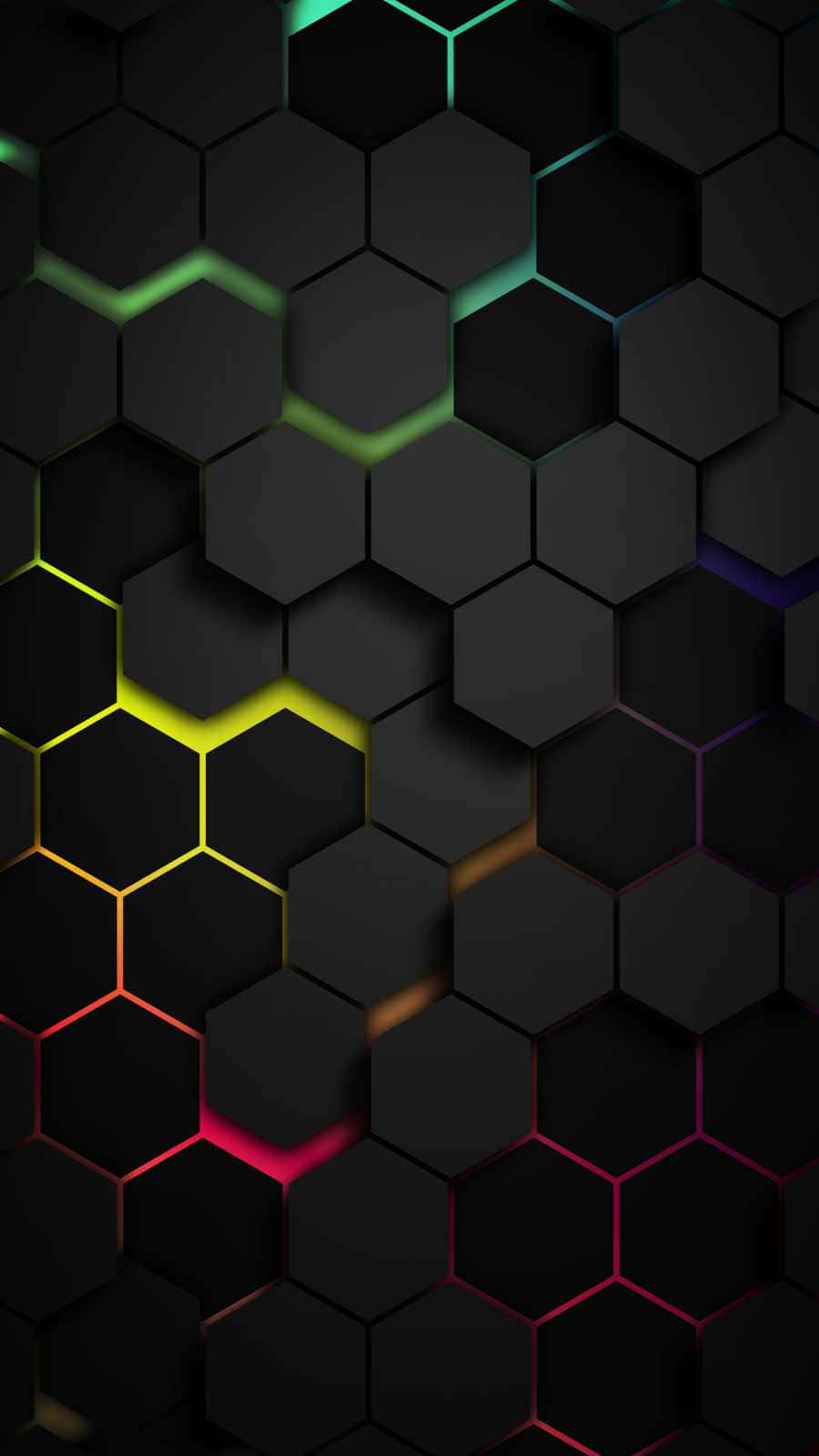 Hexagon Rainbow And Black Honeycomb Pattern Picture