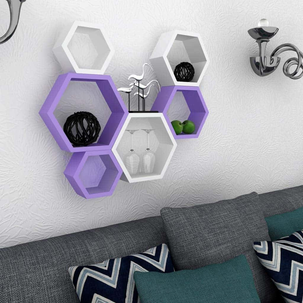 Hexagon Purple And White Shelves Picture