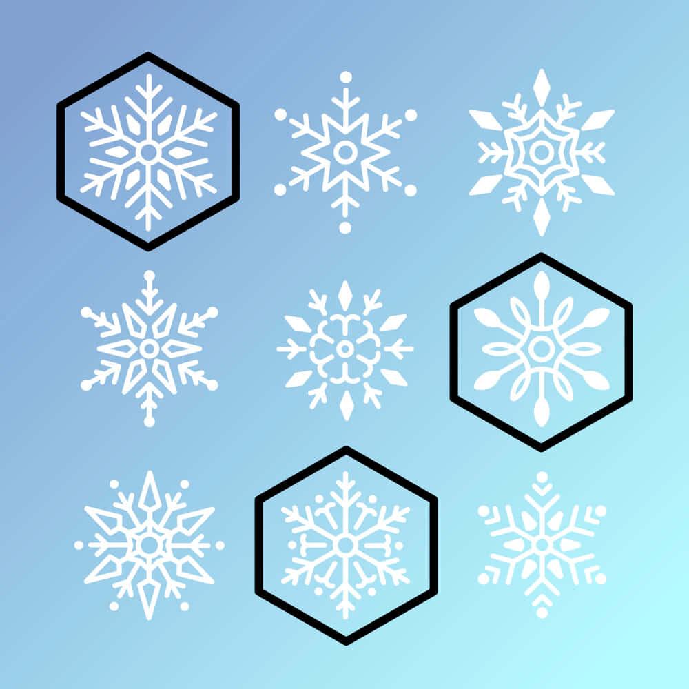 Hexagon And Snowflakes On Blue Picture