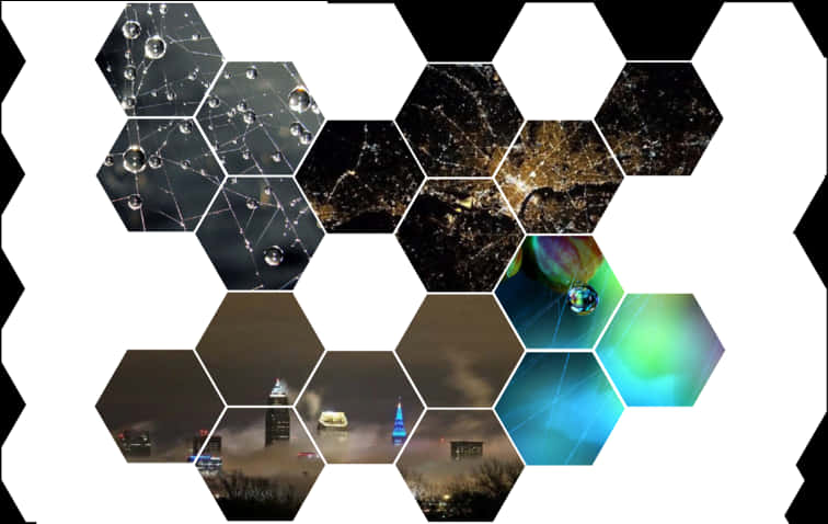 Hexagonal Collageof Diverse Images PNG