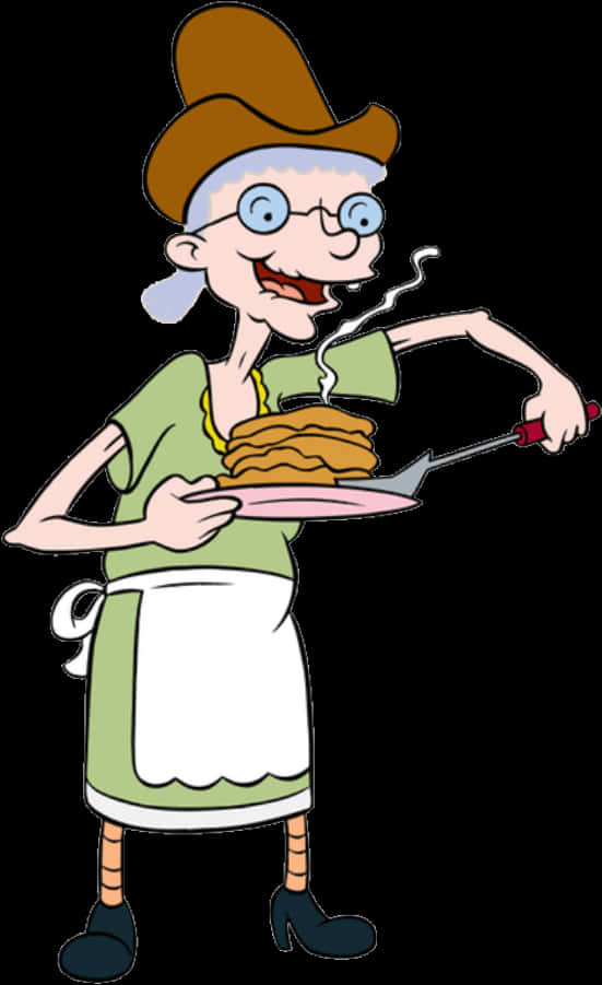 Hey Arnold Character Serving Pancakes PNG
