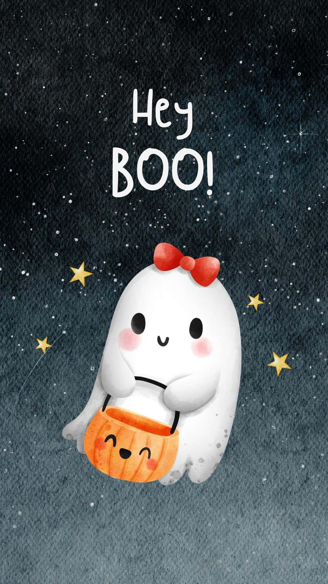 Hey Boo Cute Ghost Greeting Wallpaper