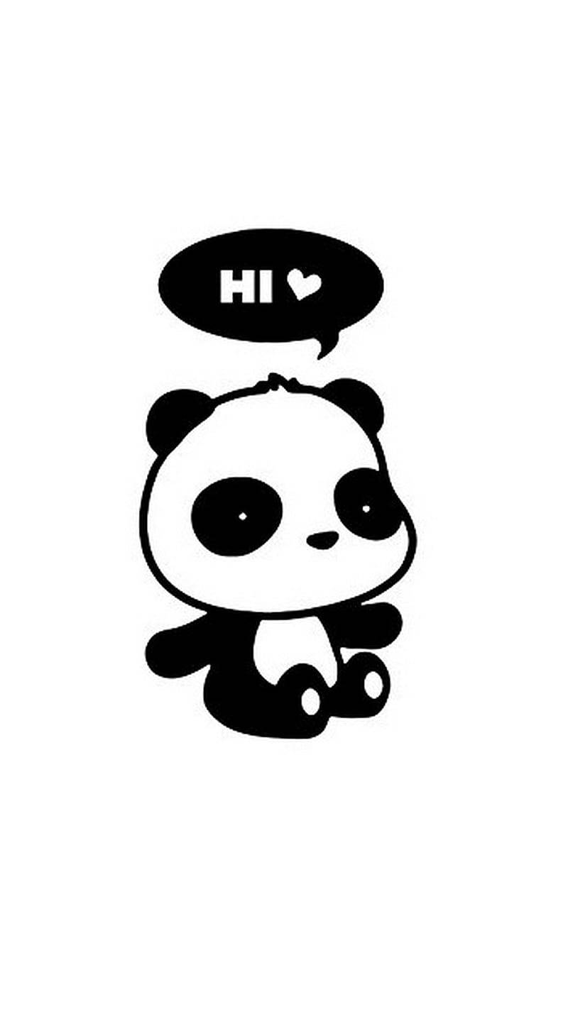 Hi With Cute Panda Cartoon Background