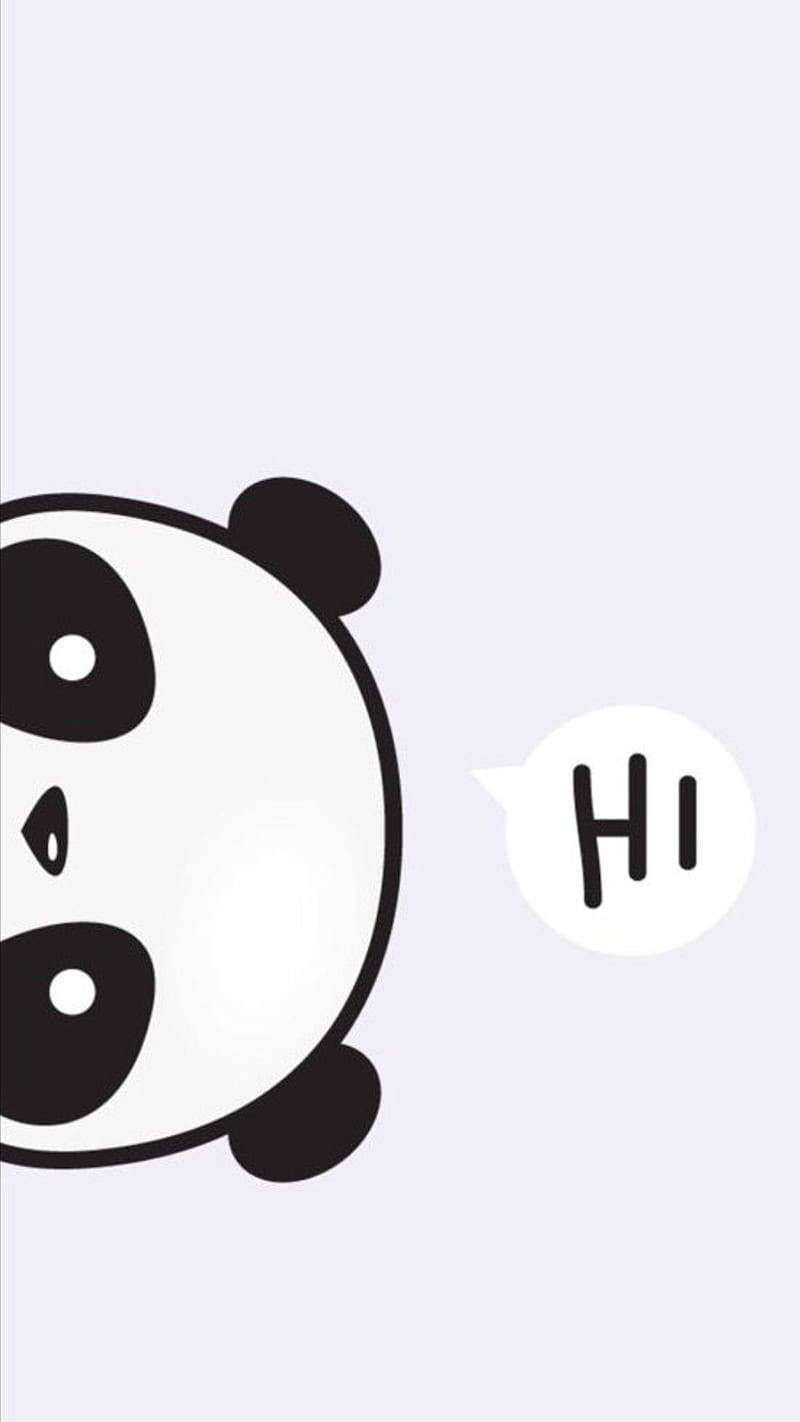 Hi With Cute Panda Cartoon Peeking Wallpaper
