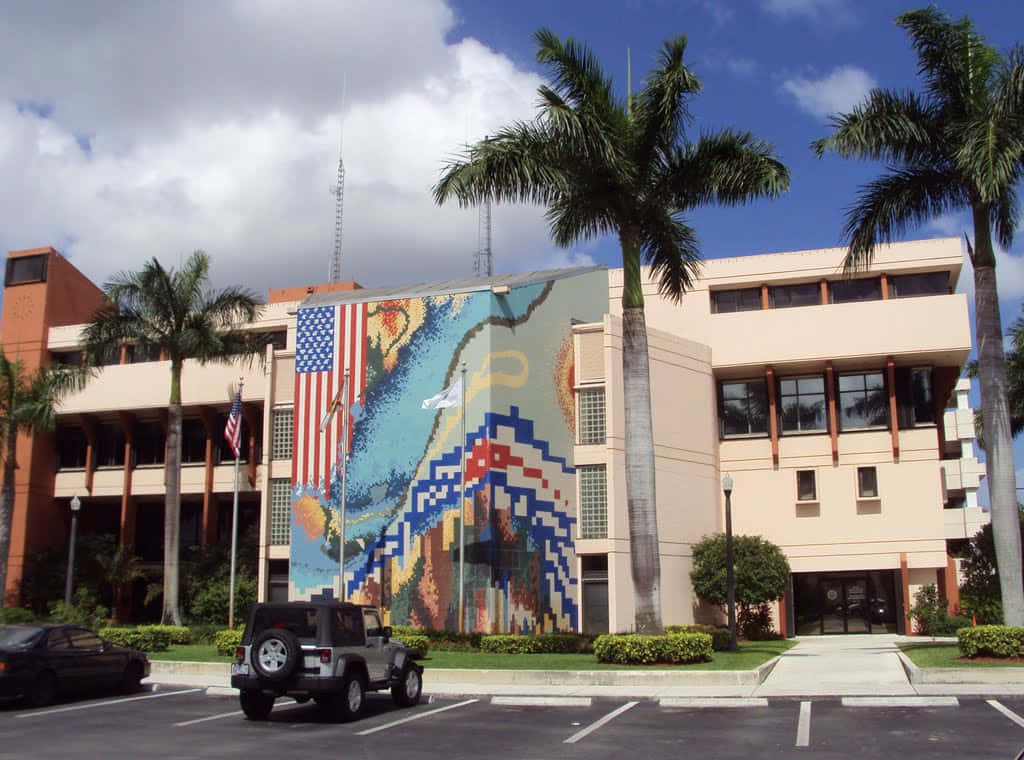 Hialeah City Hall Muraland Palm Trees Wallpaper