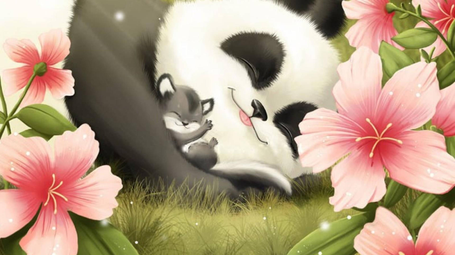 Hibiscus And Panda Background