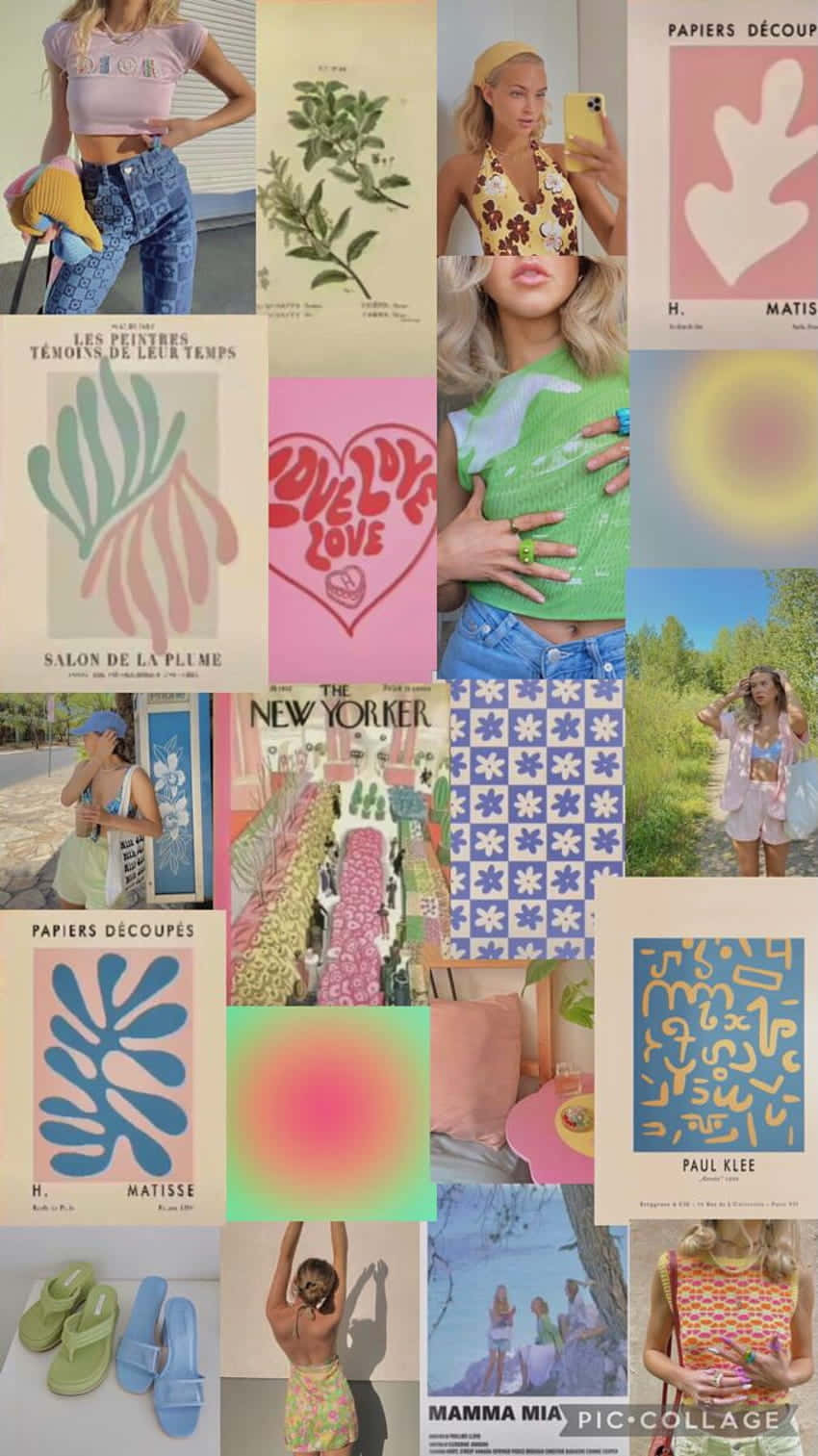 Hibiscus Coconut Girl Aesthetic Collage Wallpaper