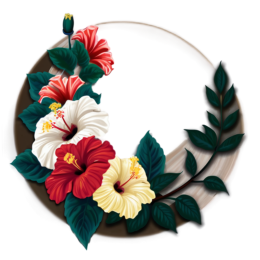 Hibiscus Flower Circle Png Qju43 PNG