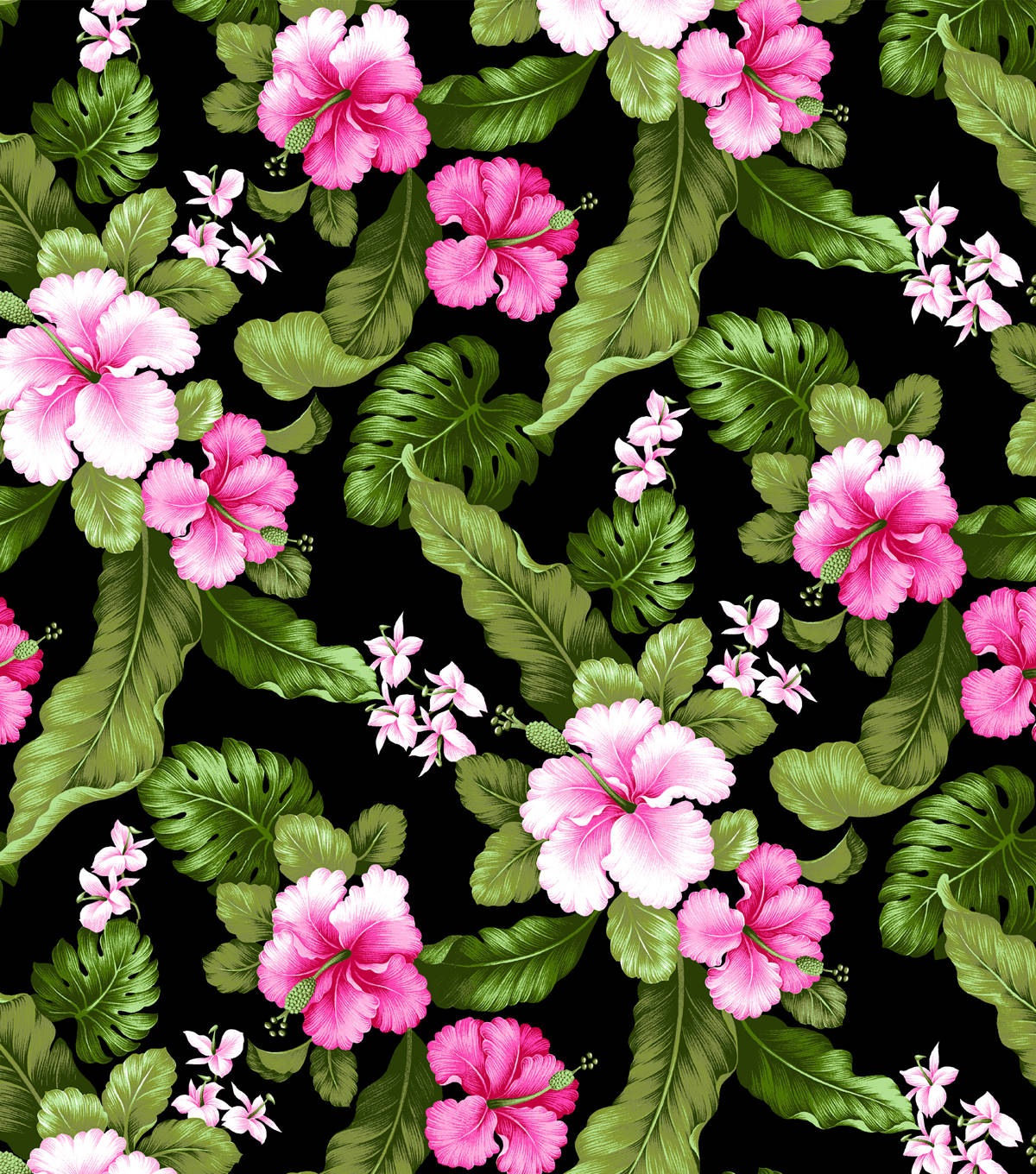 Hibiscus Flower Print Wallpaper
