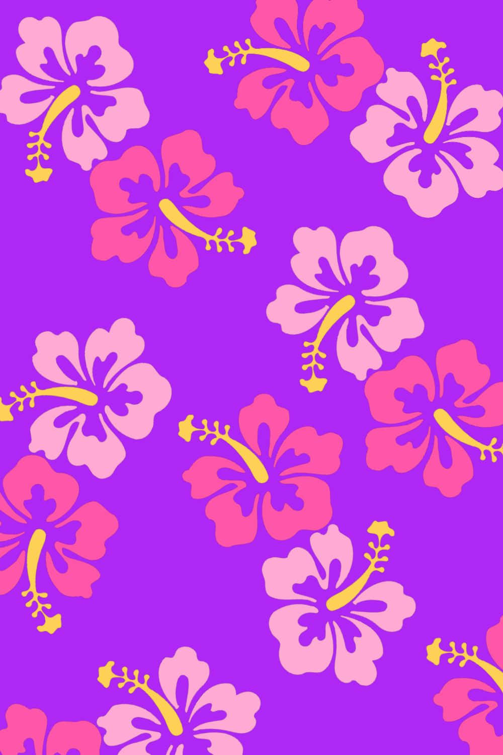 Hibiscus Pattern Purple Background Wallpaper