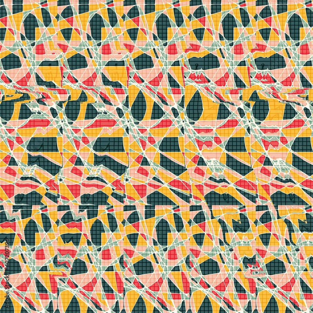 A Colorful Abstract Pattern With A Yellow, Green, And Red Background