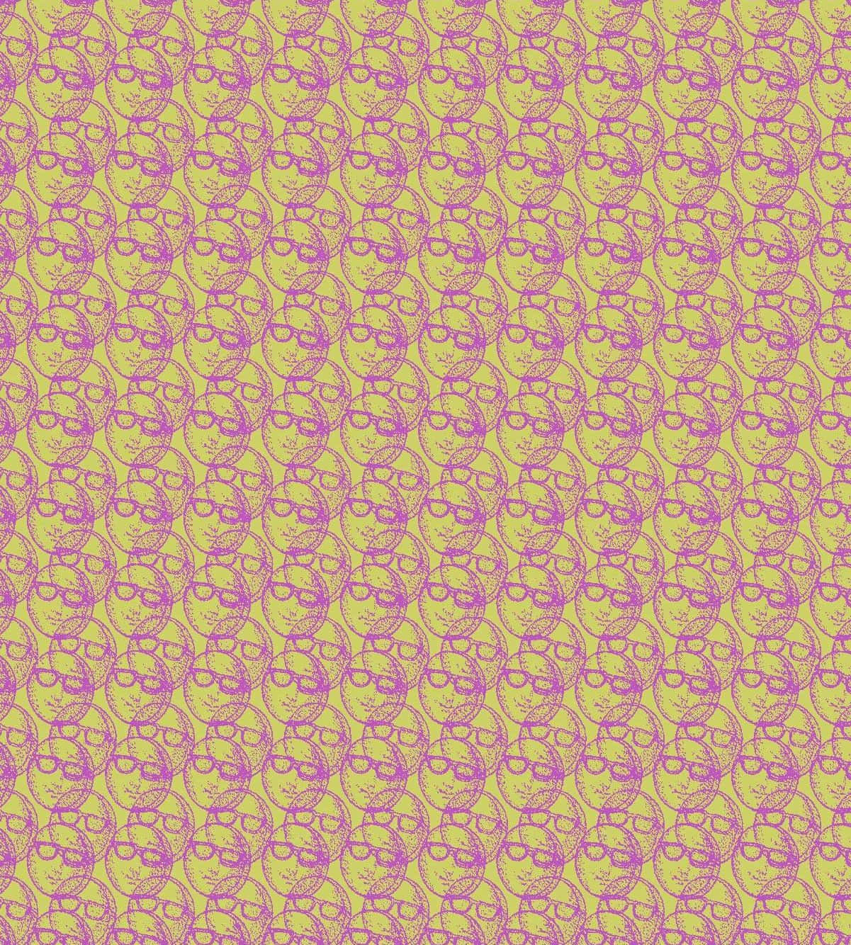 A Purple And Yellow Pattern With A Flower