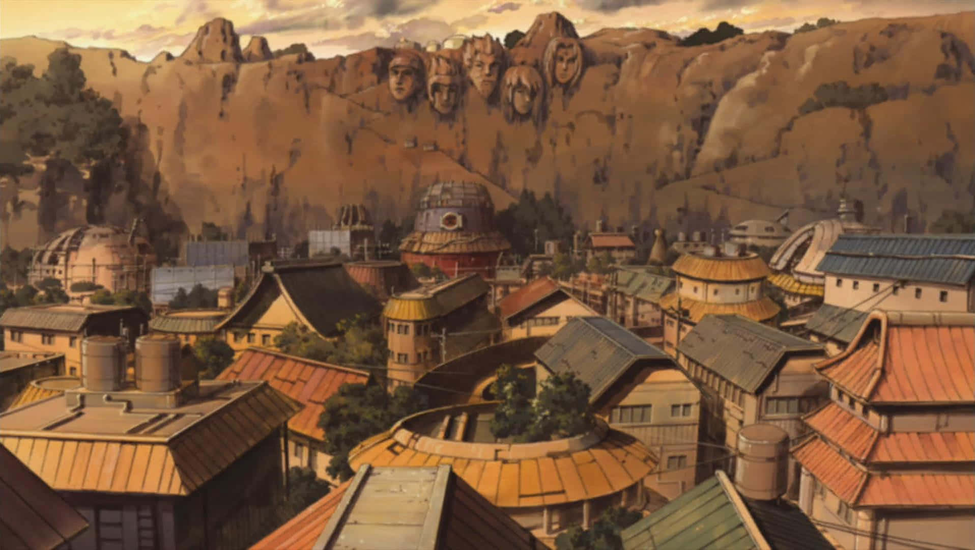 Escenariode La Roca Del Hokage En Konoha, La Aldea Oculta De La Hoja. Fondo de pantalla