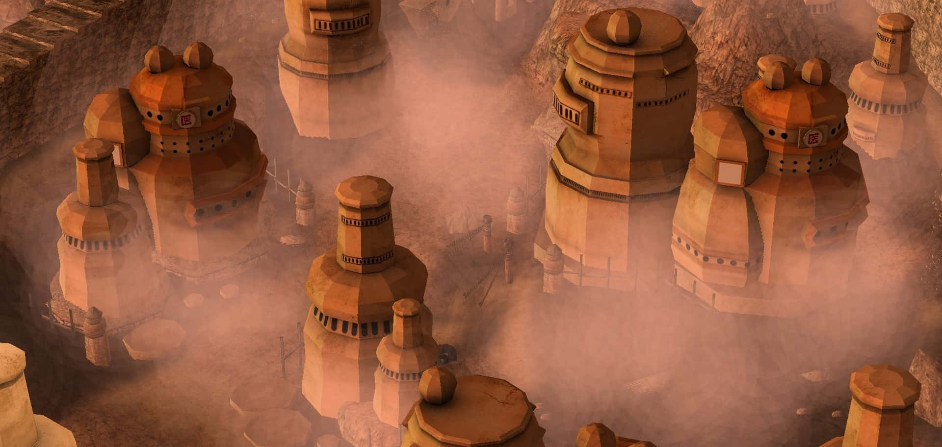 Stunning Aerial View of Hidden Sand Village Wallpaper