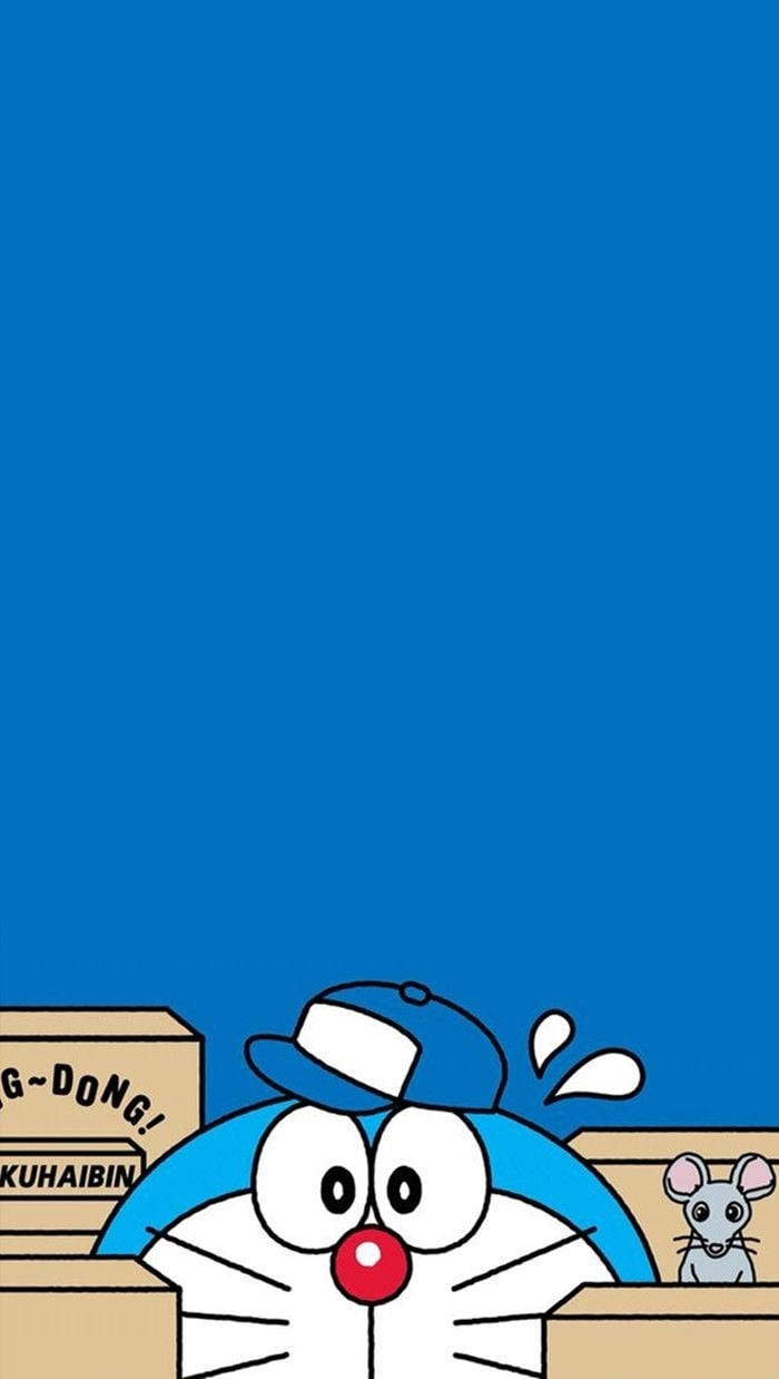 Hiding Doraemon iPhone Graphic Art Wallpaper