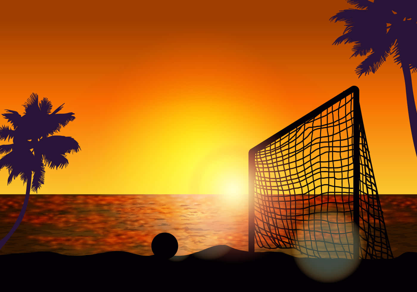 High Action At A Professional Beach Soccer Game Wallpaper