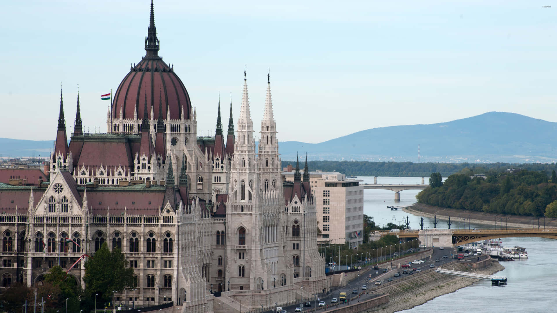 High-angle Shot Hungarian Parliament Buildings Wallpaper