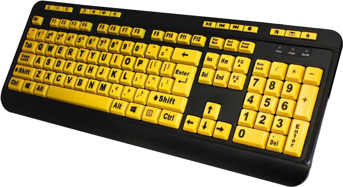 High Contrast Yellow Black Keyboard PNG