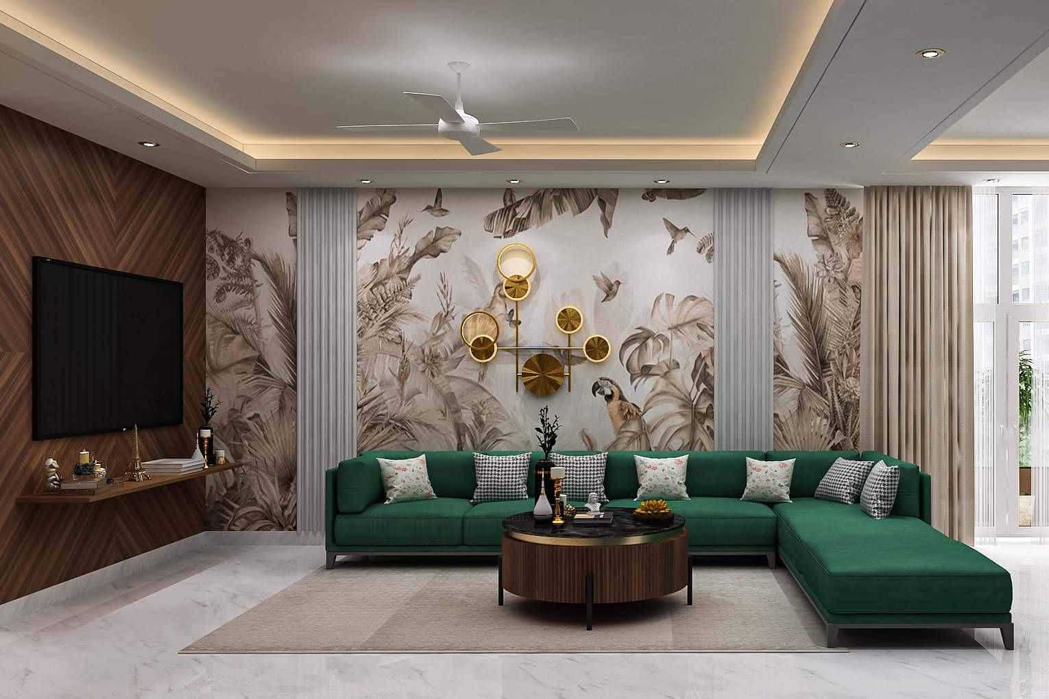 Højkvalitets grøn sofa-design Wallpaper