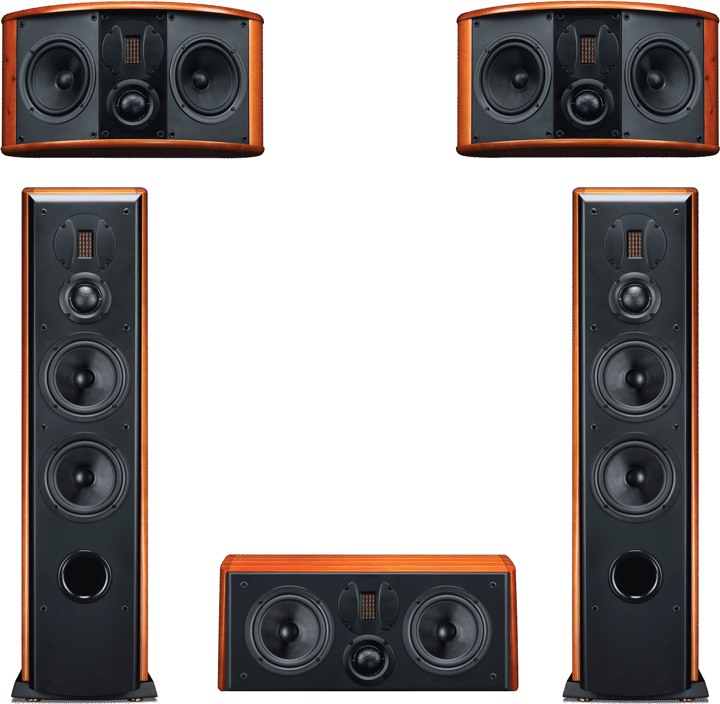 High End Surround Sound Speakers Setup PNG