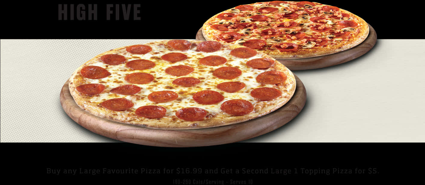 High Five Pepperoni Pizza Promotion PNG