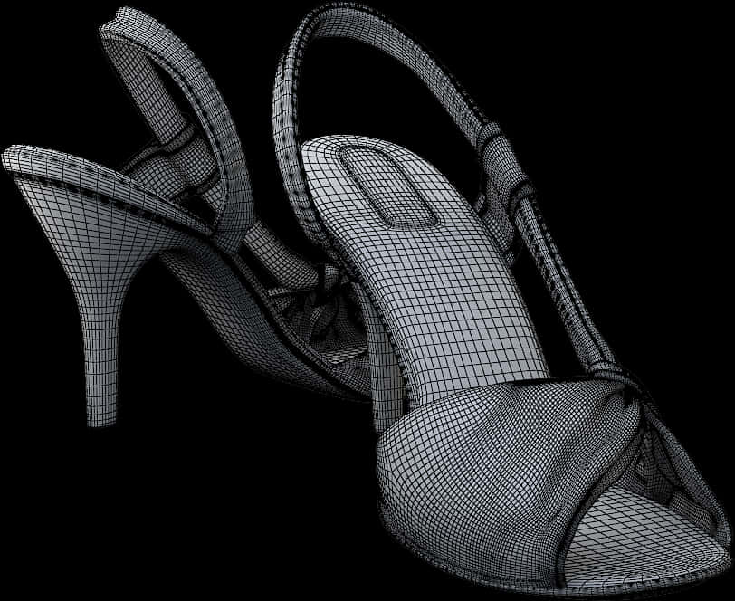 High Heel Sandal Wireframe Design PNG