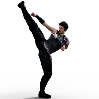 High Kick Warrior Action Pose PNG