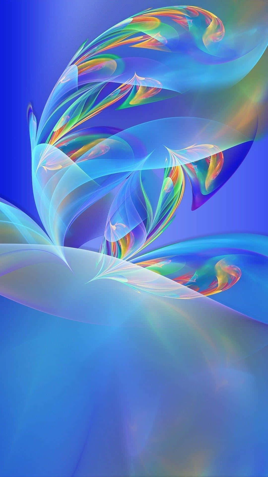 A Blue Abstract Painting With Colorful Swirls