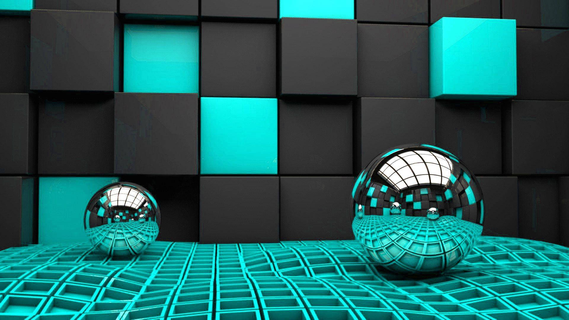 High Res Silver Balls With Turquoise Wallpaper