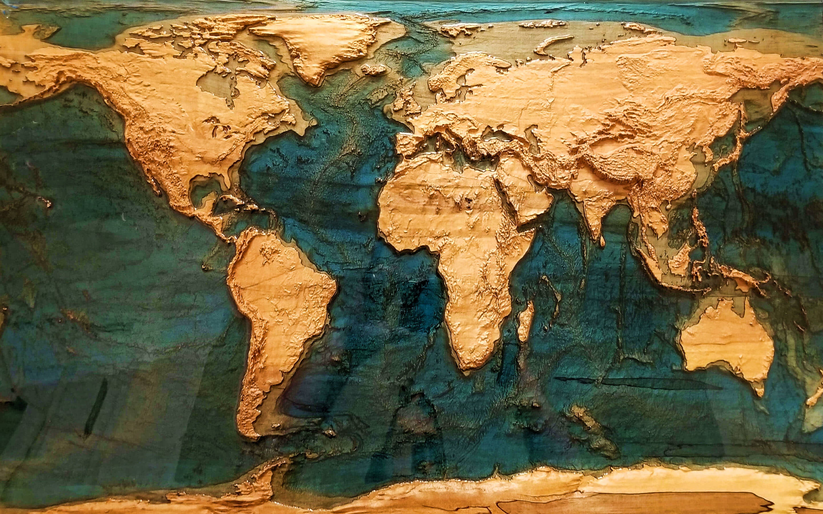 High Resolution 3D Vintage World Map Wallpaper