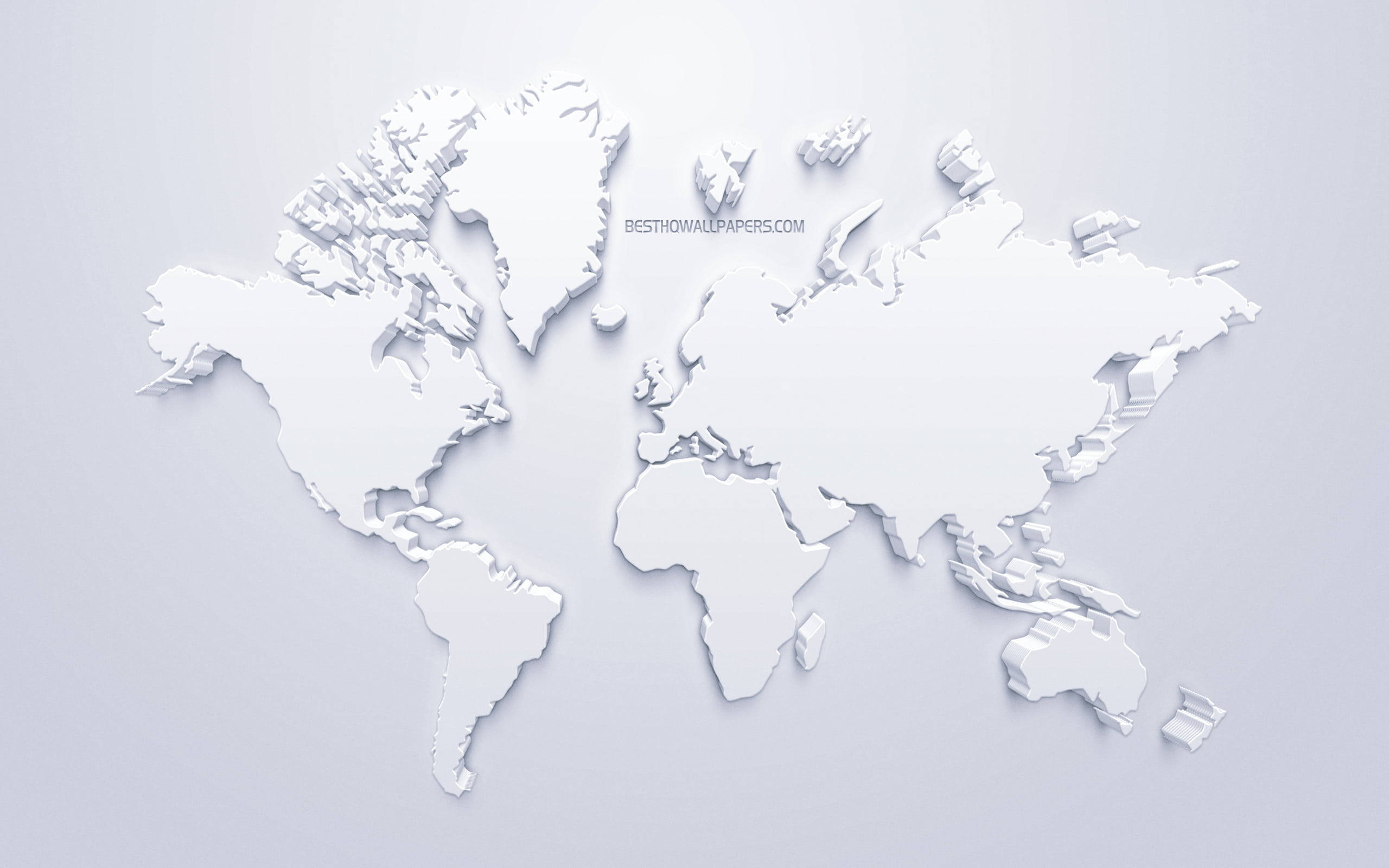 High Resolution All White World Map Wallpaper