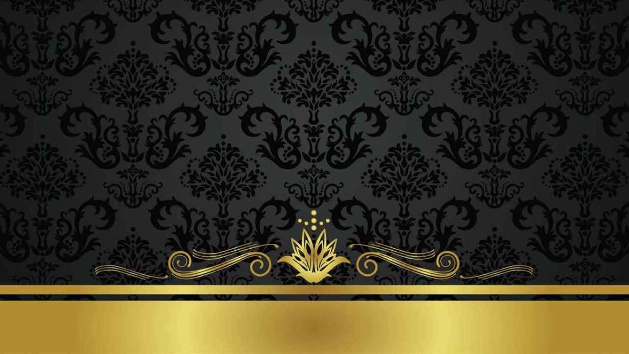 A luxurious black and gold wallpaper