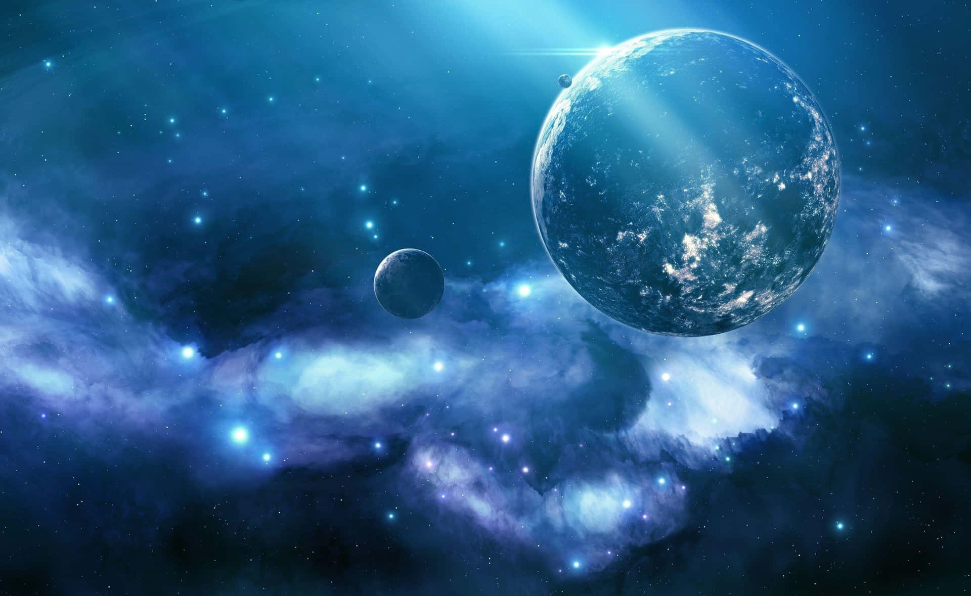 Umespaço Azul Com Planetas E Estrelas