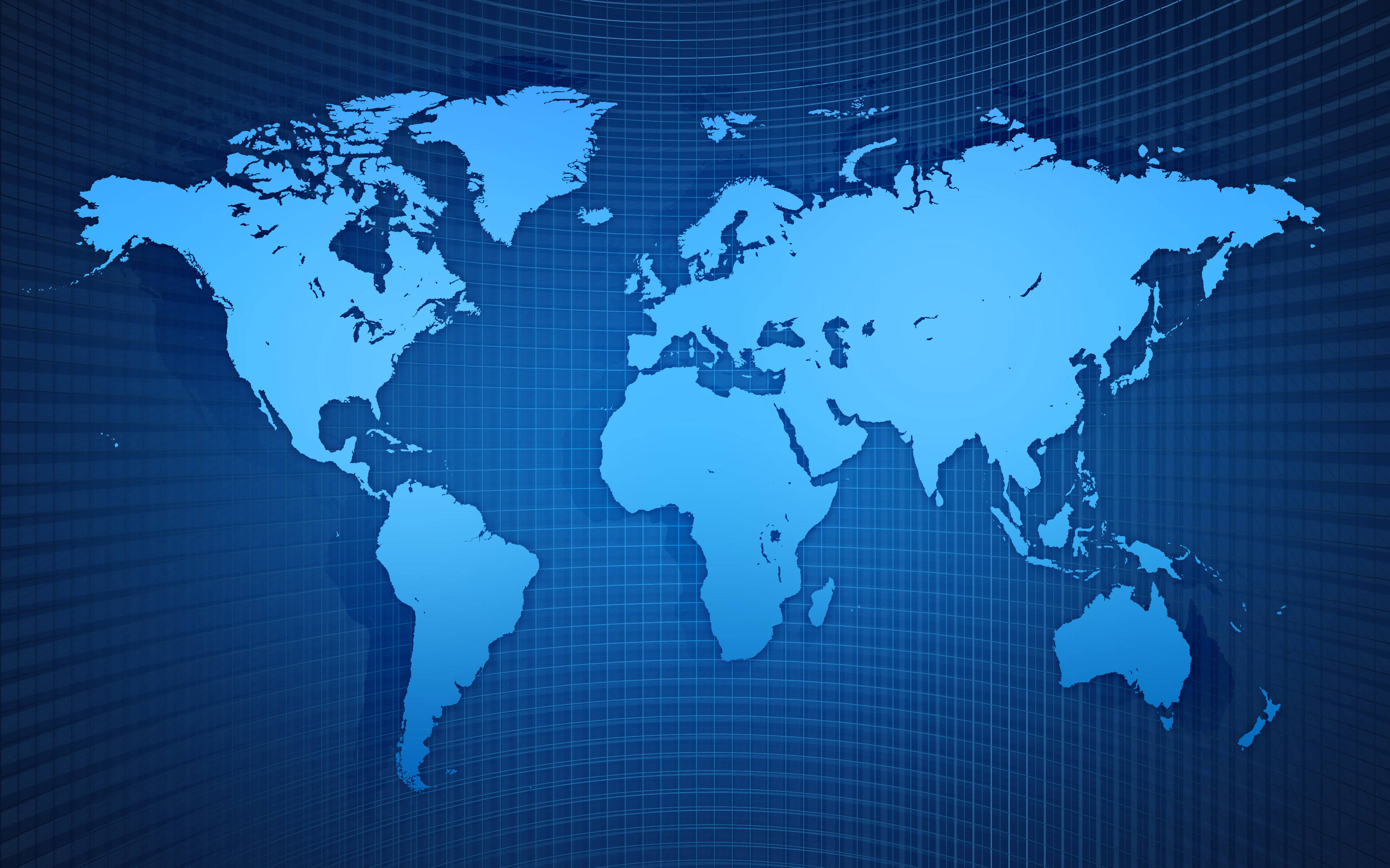 High Resolution Blue Grid World Map Wallpaper