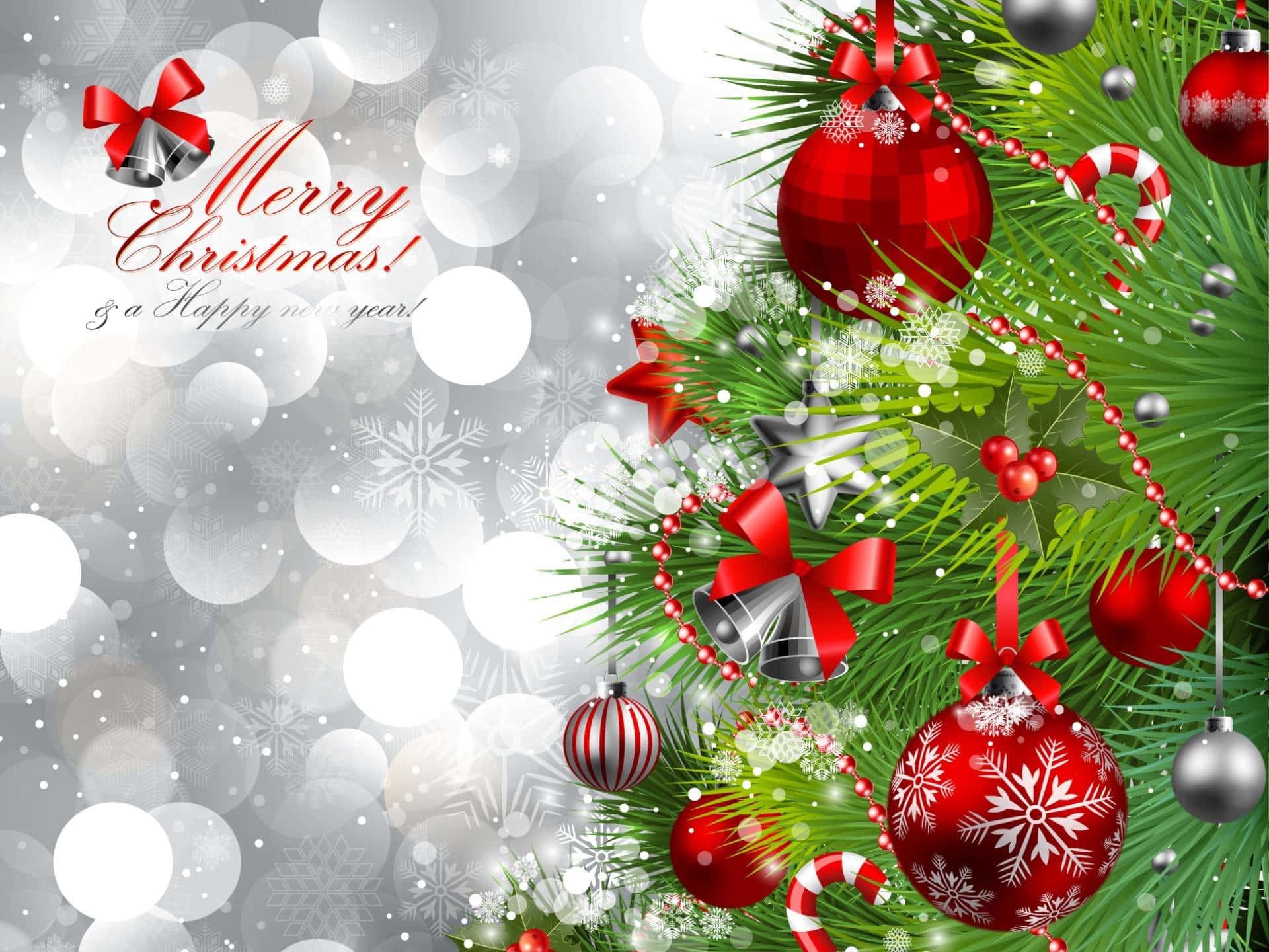 A festive Christmas tree decorated with decorations in high resolution creating a beautiful holiday backdrop.