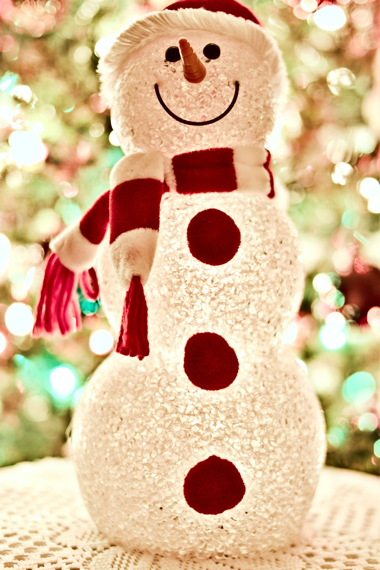 High Resolution Christmas Glittering Snowman Wallpaper