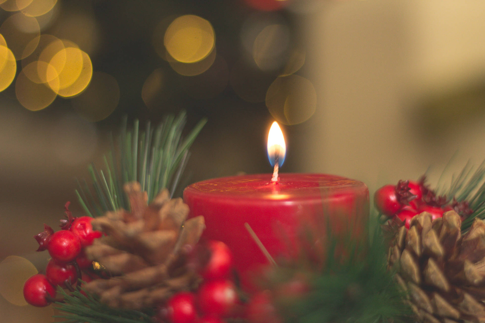 High Resolution Christmas Red Candle Wallpaper
