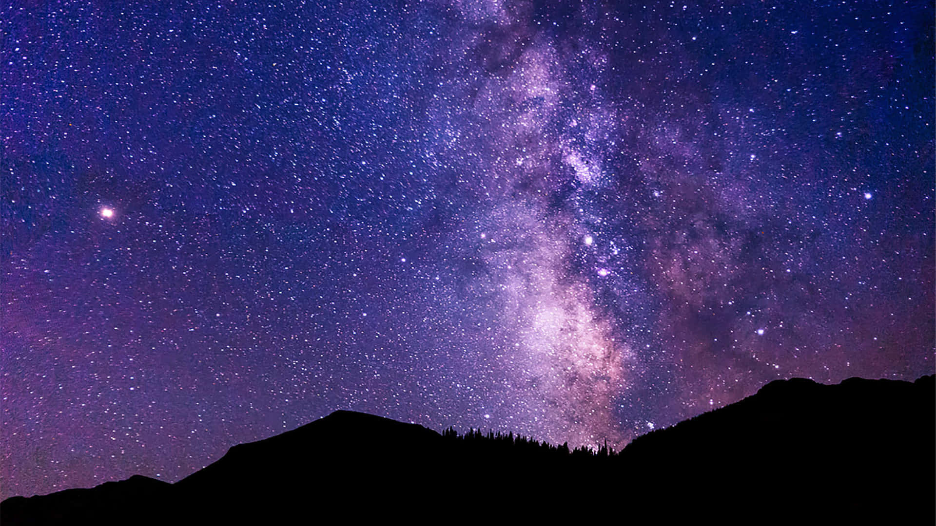 High Resolution Galaxy Mountain Night Background