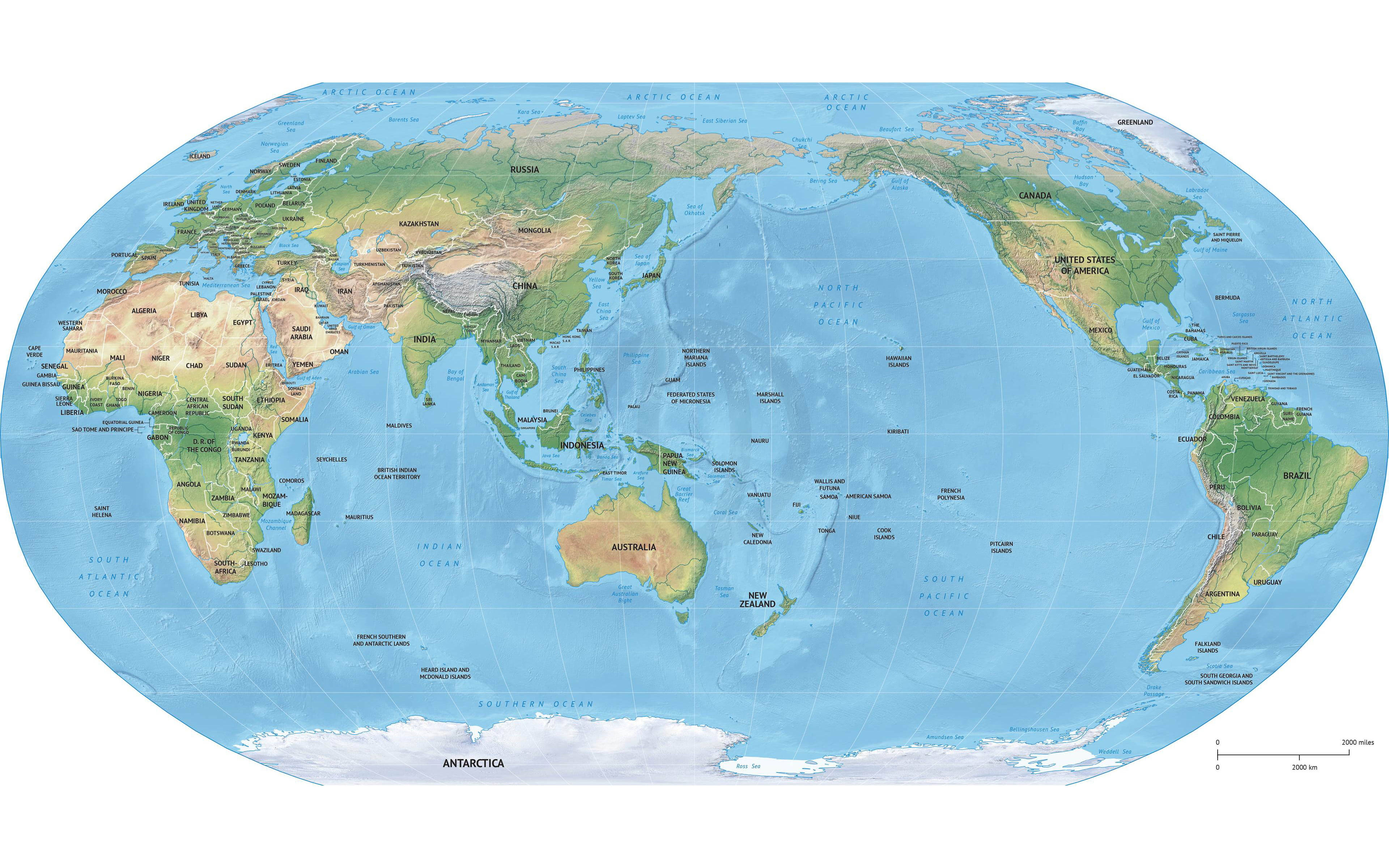 High Resolution Geographical World Map Wallpaper