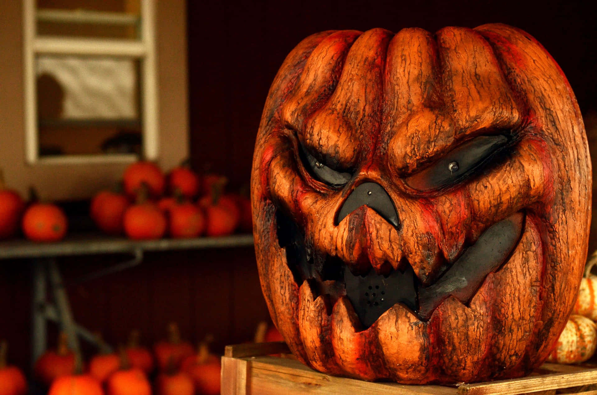 Espeluznantefondo De Halloween De Alta Resolución Con Jack-o-lantern.