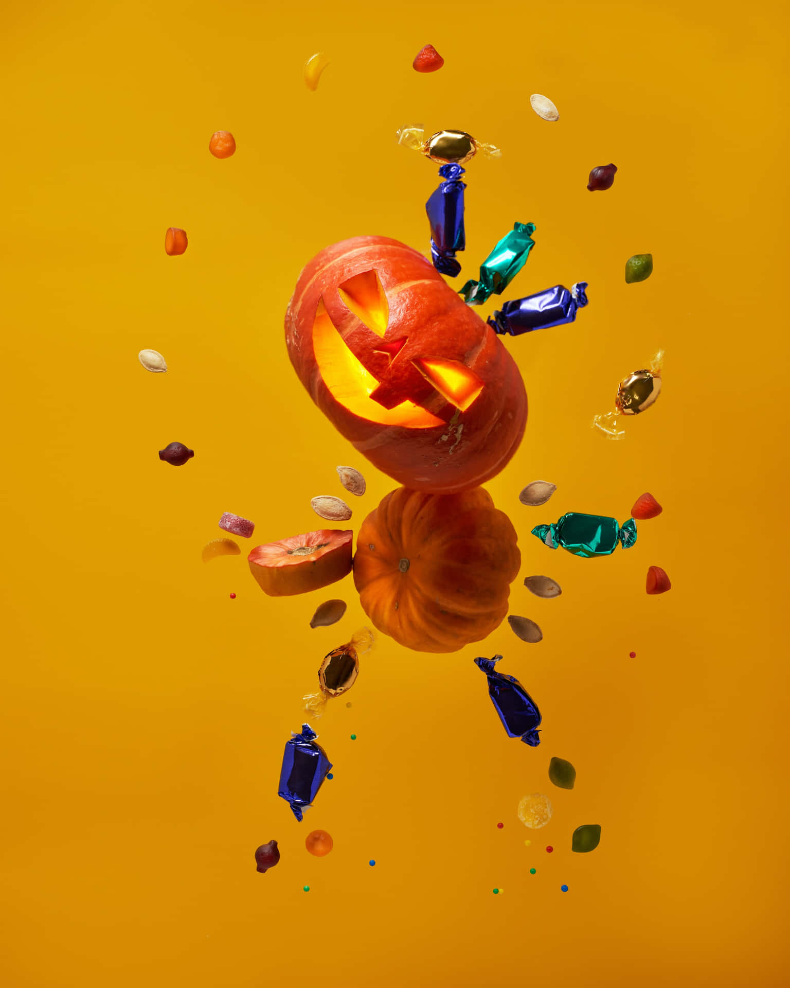Hochauflösendeshalloween-hintergrundbild Mit Süßigkeiten