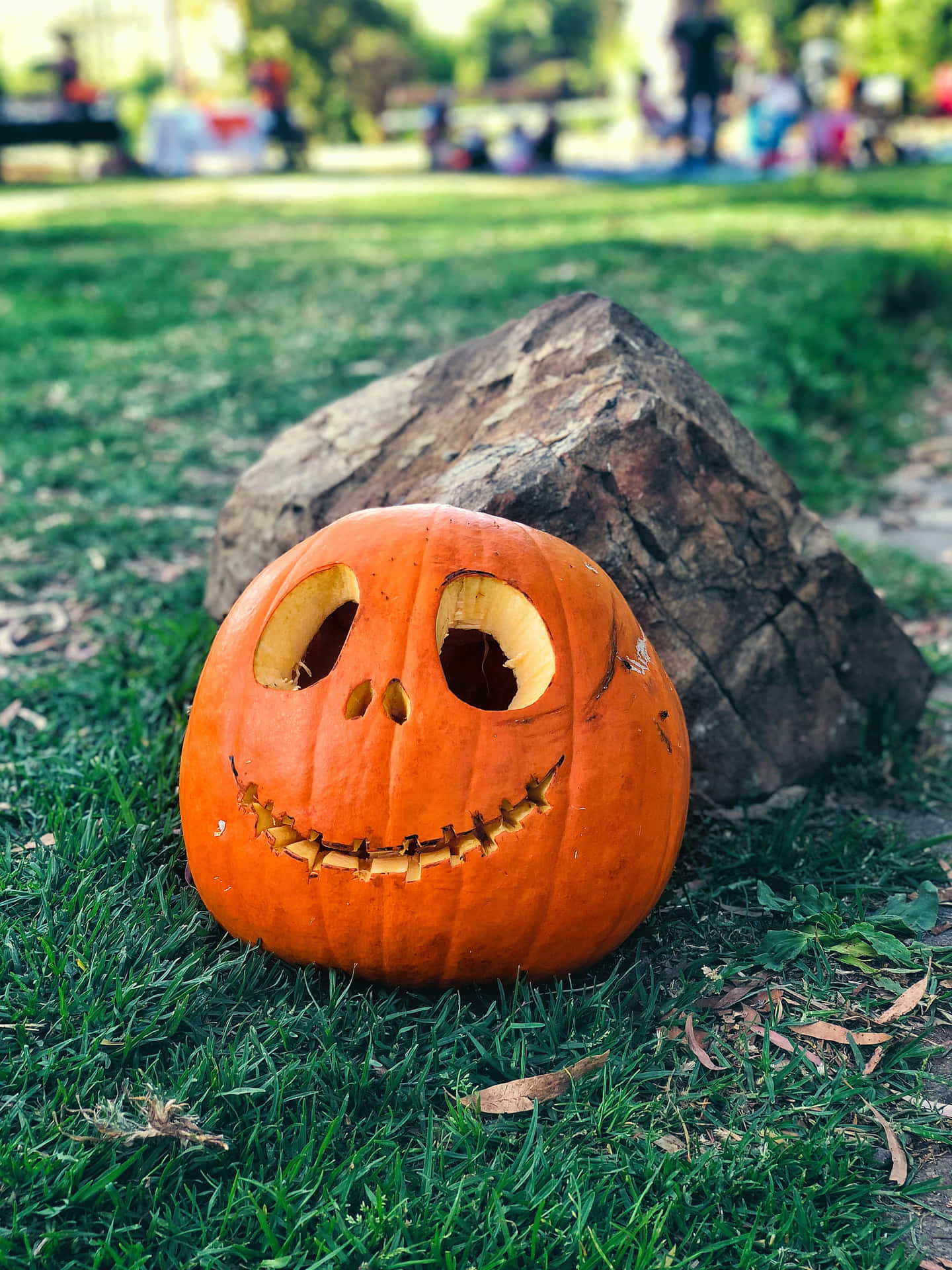 Lächelnderkürbis-laterne Hintergrund Für Halloween Mit Hoher Auflösung